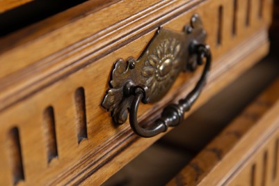 victorian mirror back sideboard drawer close up